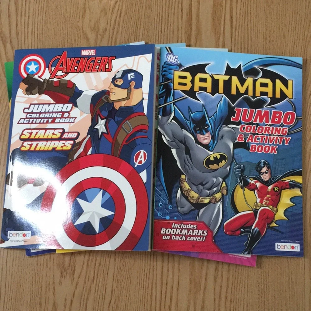 Bundle of 6 New Kids Coloring Books Batman Avengers Disney Nickelodeon Crayola